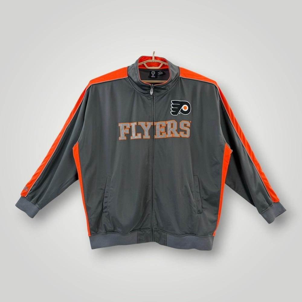 Philadelphia Flyers Track Jacket Mens‎ 4XL Gray Orange Full Zip Majestic NHL